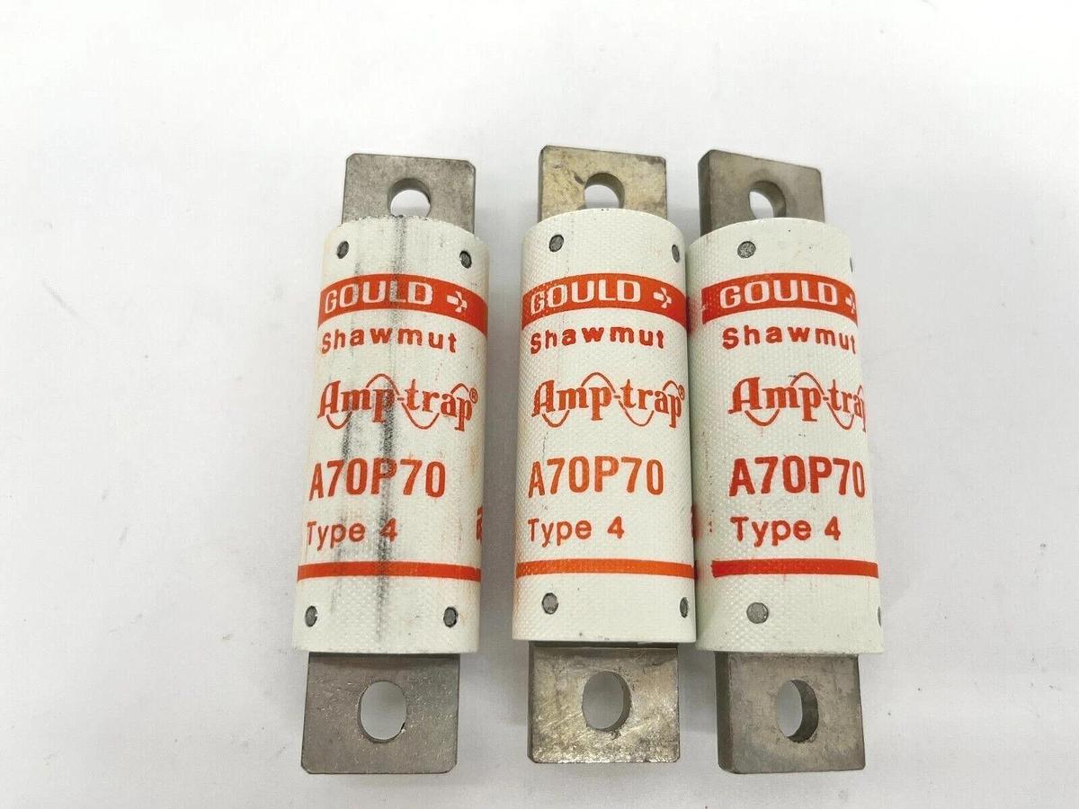 Lot of 3 Gould Shawmut A70P70-4 Semiconductor Fuses 70A 700V