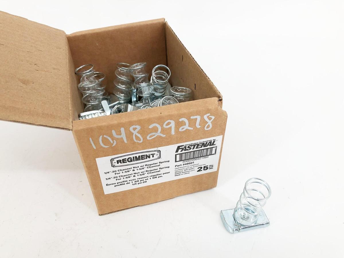 Box of 25 New Fastenal 48601 1/4"-20 Channel Nuts