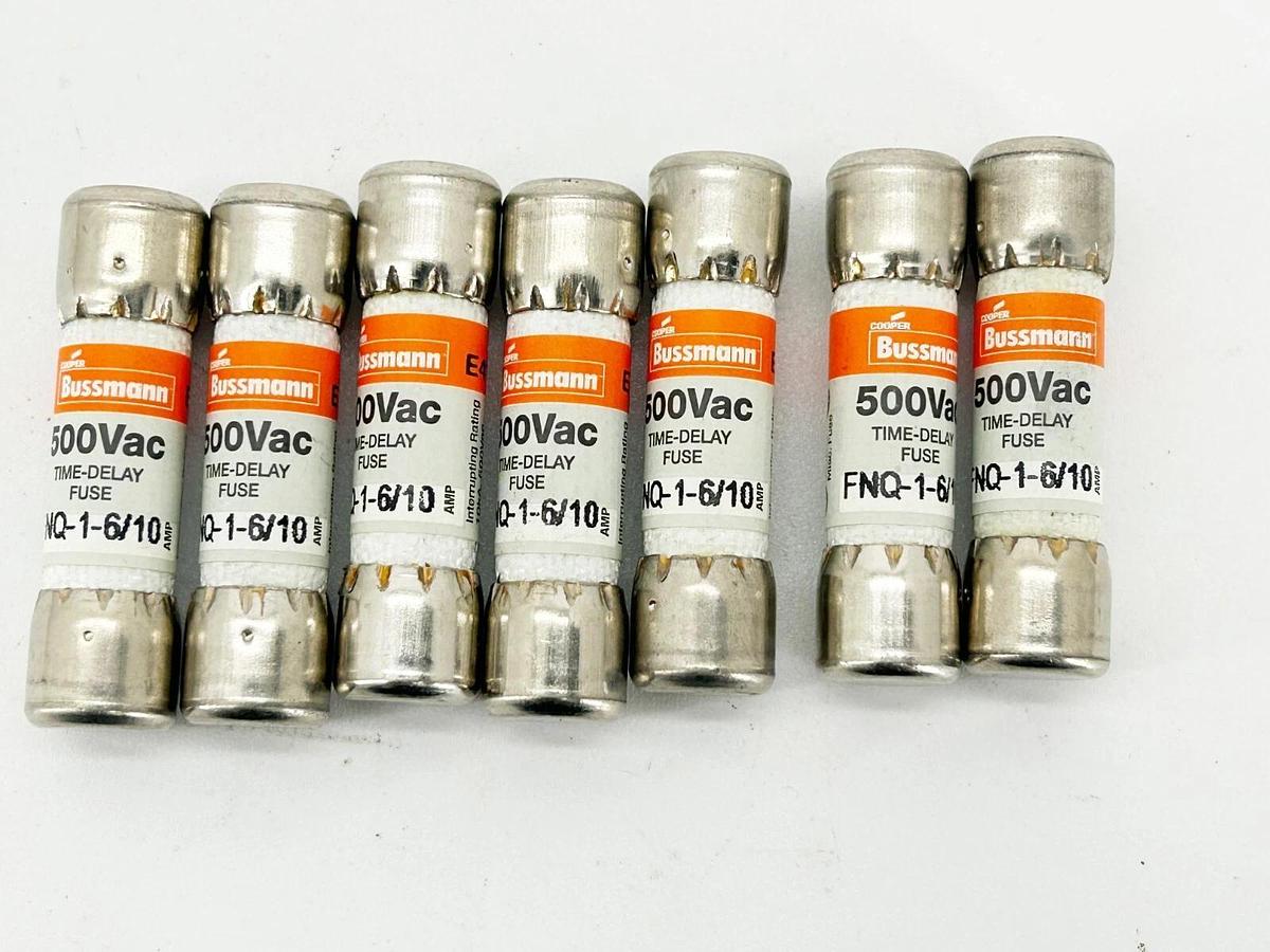 New New Lot of 7 Bussmann FNQ-1-6/10 Time Delay Fuse 500V 1.6A