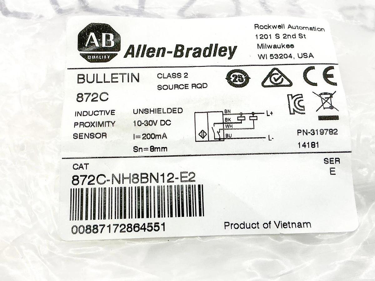 New Allen Bradley 872C-NH8BN12-E2 Inductive Proximity Sensor 30VDC 200mA Ser.E