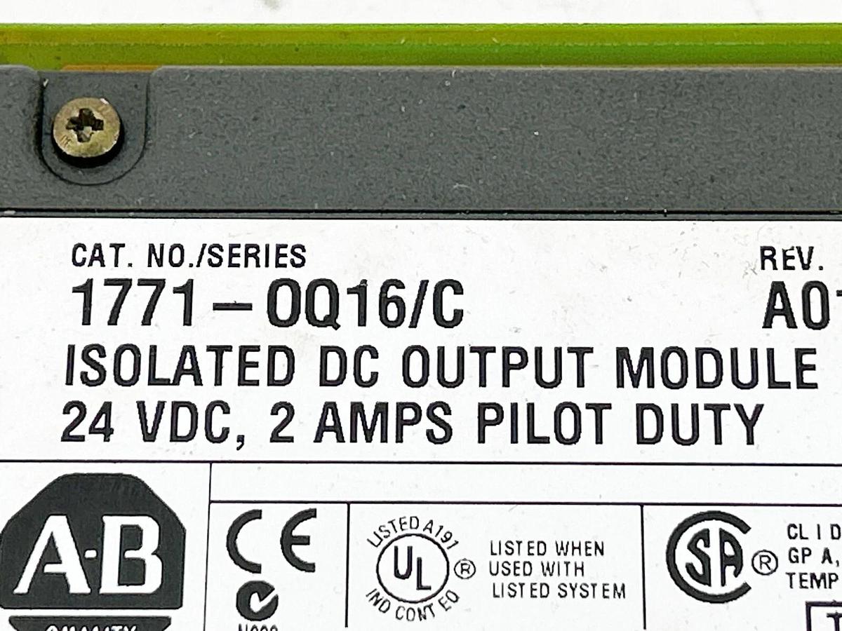 Used Allen Bradley 1771-OQ16/C DC OutPut Module Isolated 24 VDC 2Amp Pilot Duity Ser