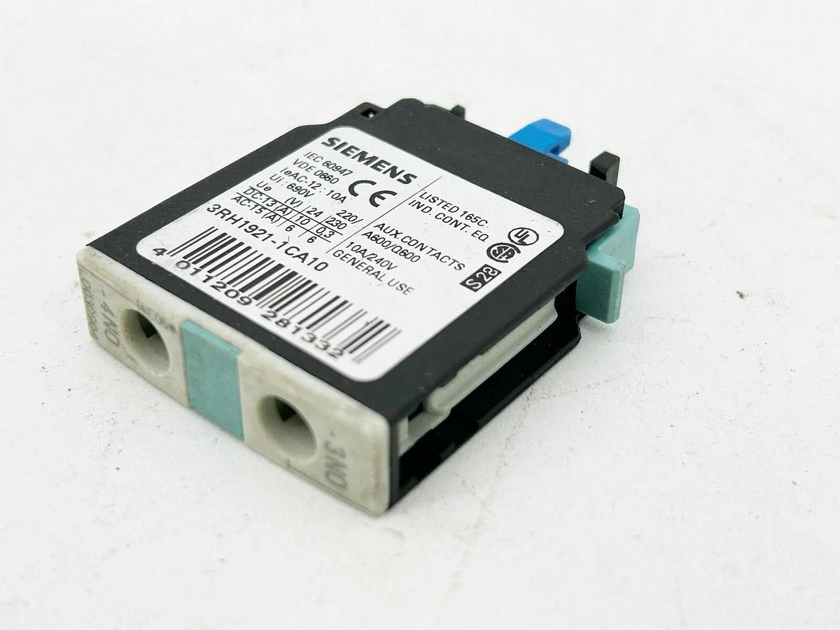 New Lot of 3 Siemens 3RH1921-1CA10 Auxiliary Contact Block 10Amp 240VAC 1 Pole 1