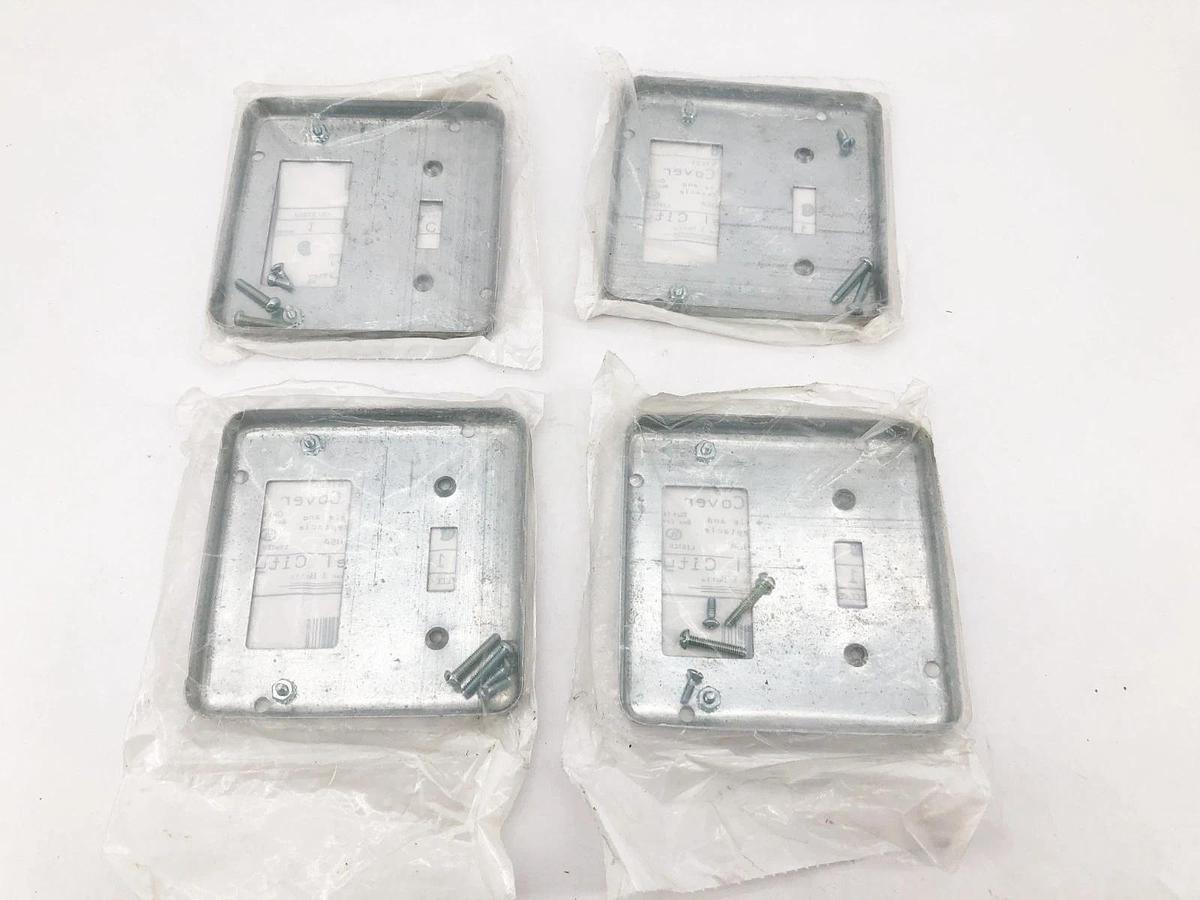 Lot of 4 New Steel City RSL-18 Square Surface Covers Toggle + GFI 4-11/16"