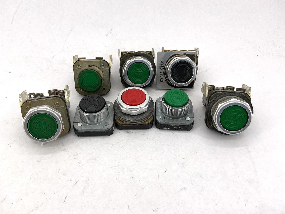Used Lot of 8 Assorted Allen Bradley 800T-A Ser T & Ser N Pushbuttons
