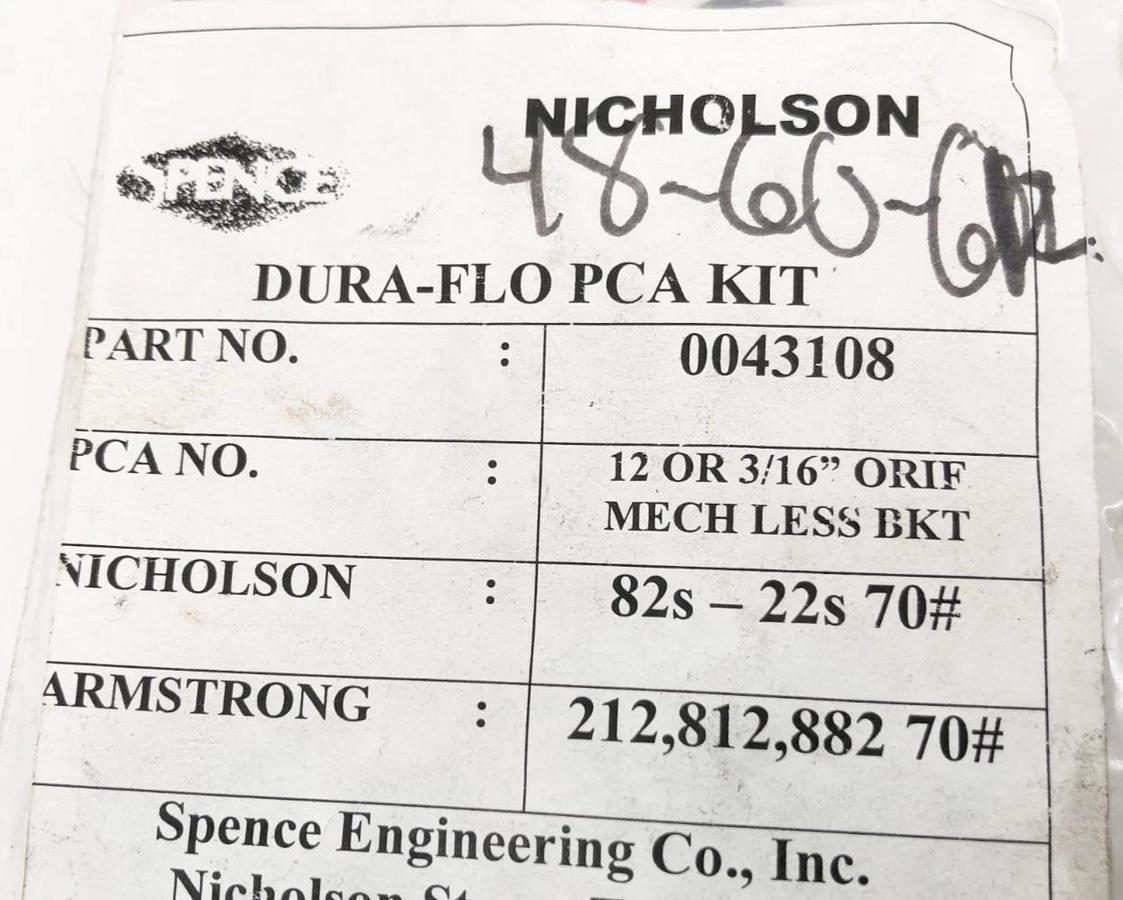 New Nicholson 0043108 Kit 12 OR 3/16" ORIF MECH LESS BKT 82S-22S 70#