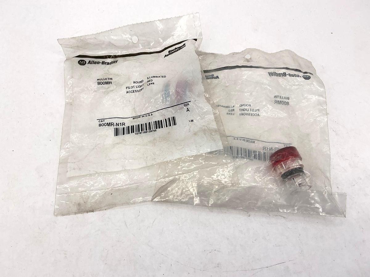 Lot of 2 New Allen Bradley 800MR-N1R Ser A Round Illumin Pilot Light Red Lens