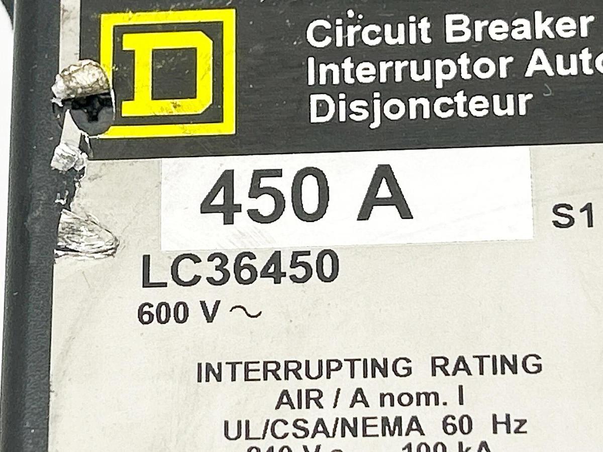 New Square D LC36450 Circuit Breaker 450Amp 600 Volts 3 Pole - No Box