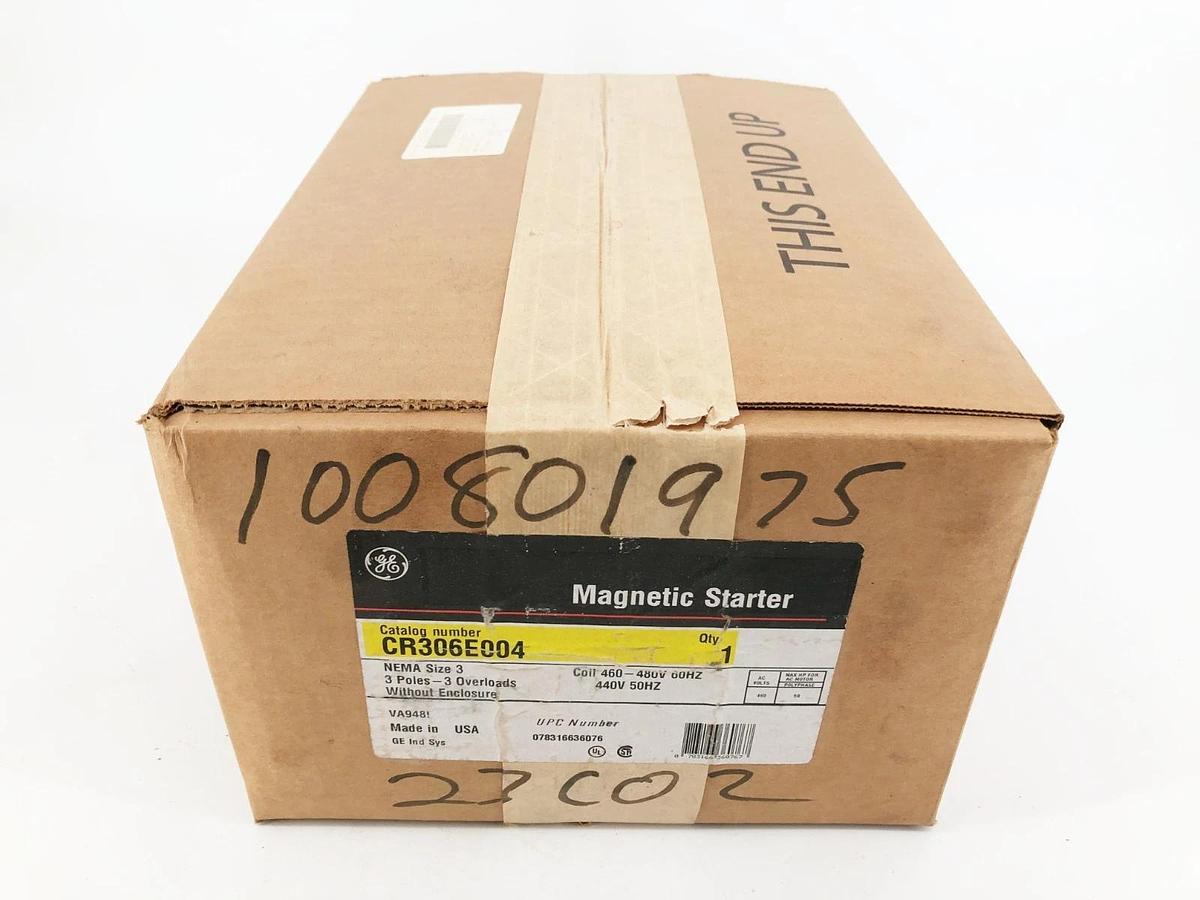 New General Electric CR306E004 Non-Rev Starter 480V Coil 90A Size 3 3PH Sealed