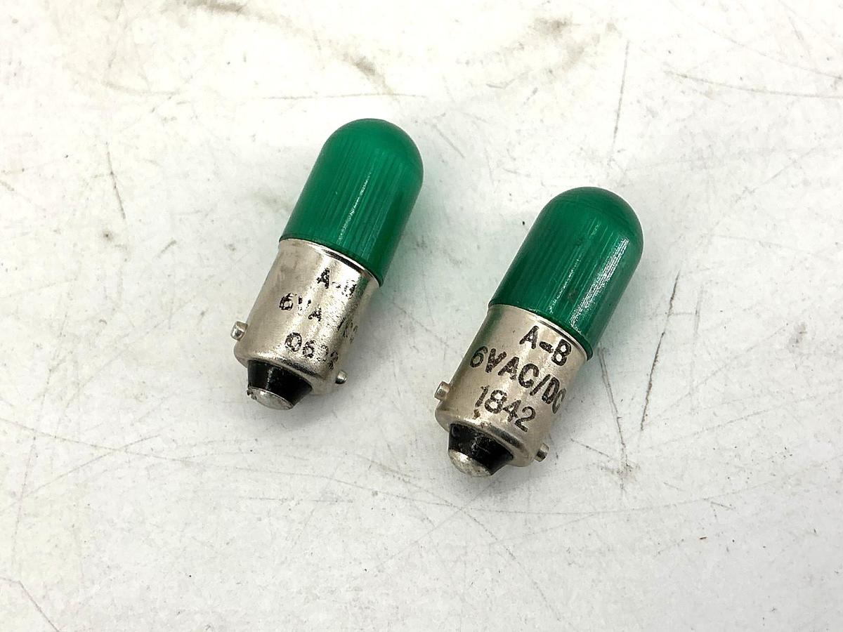 Used Lot of 2 Allen Bradley 800T-N318G Pilot Light Green LED Lamp 6VAC/VDC