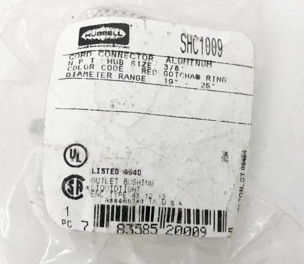 Lot of 6 New Hubbell SHC1003 Cord Connectors Aluminum Red .19"-.25"