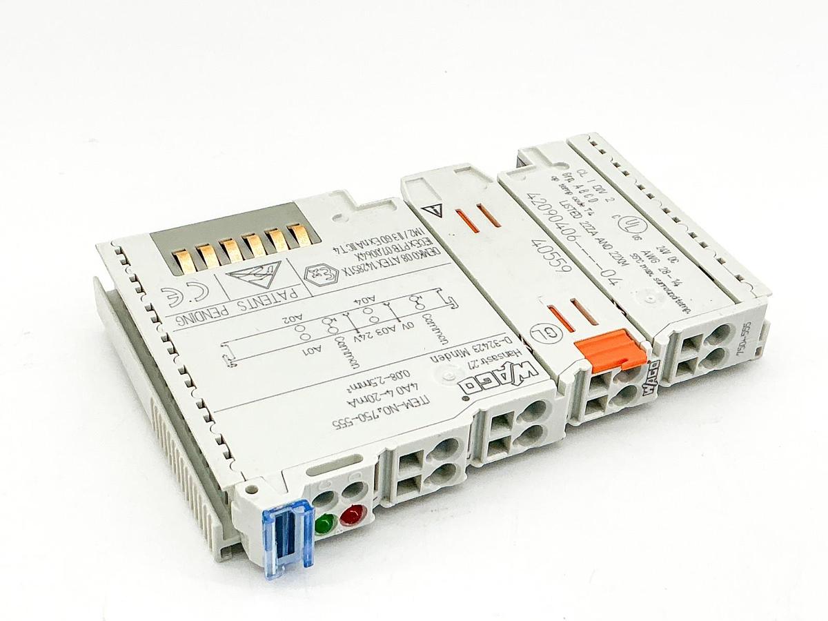 New Wago 750-555 4A0 Analog Output Module 4-20mA 24V D-32423 - No Box