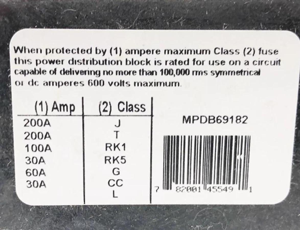 New Ferraz Shawmut MPDB69182 Distribution Block Open Style 1000VAC/DC - No Box
