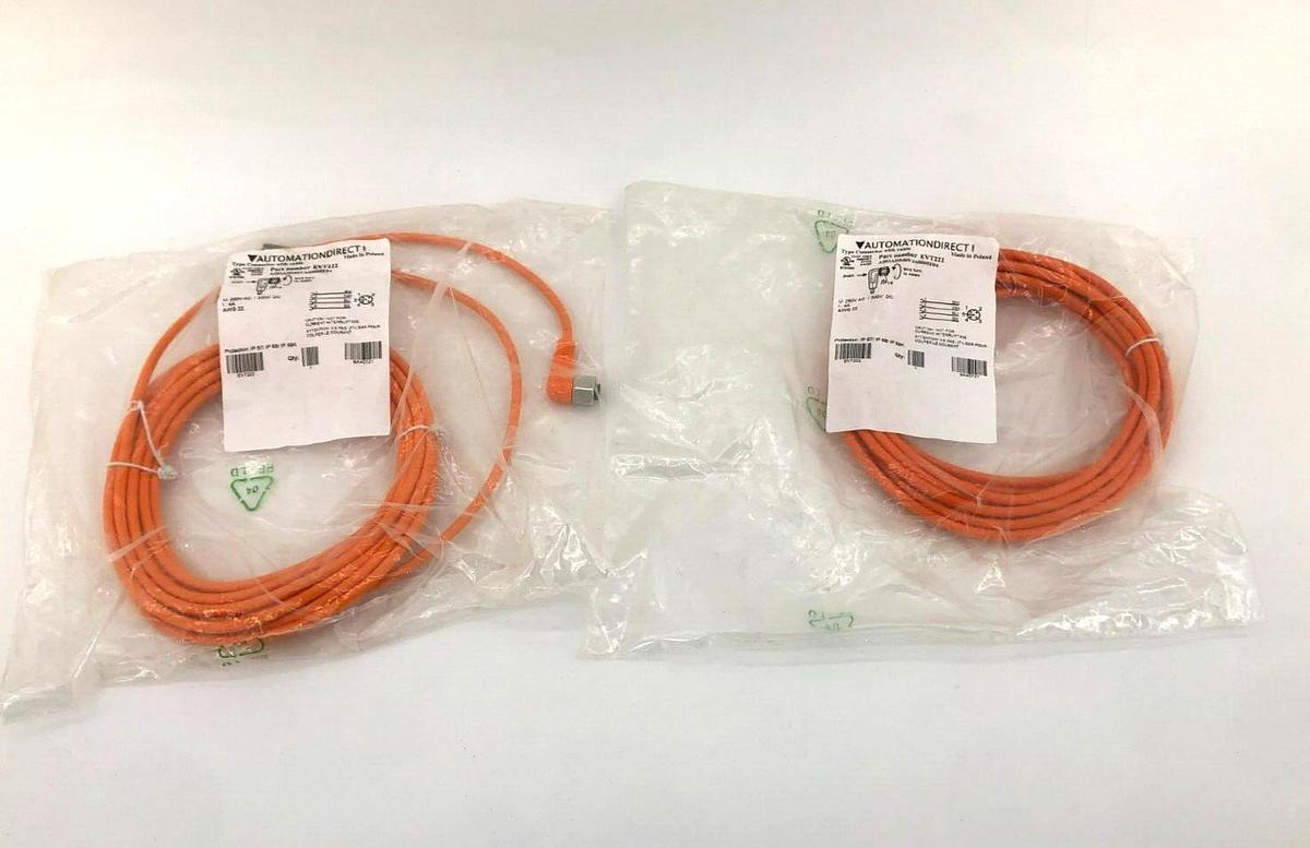 Lot of 2 New Automation Direct EVT222 Cables M12 Axial Female 4 Pole