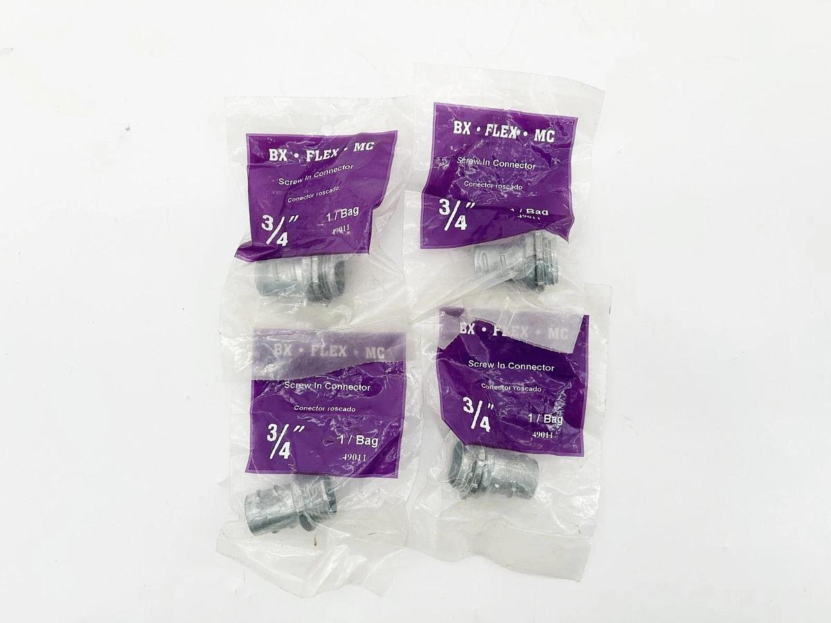New Lot of 4 Sigma Electric Flex Screw Connector 3/4" 49011