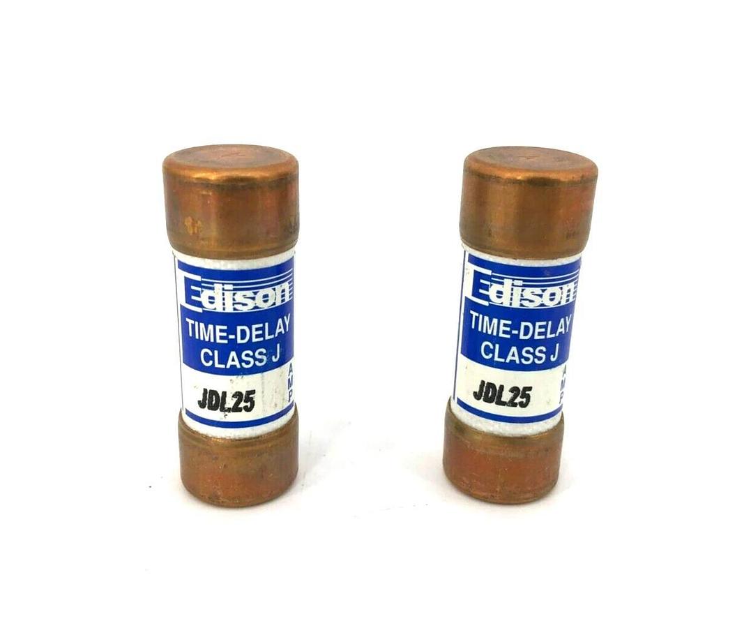 Lot of 2 New Edison JDL25 Time Delay Fuses, 600VAC, 25A, Class J