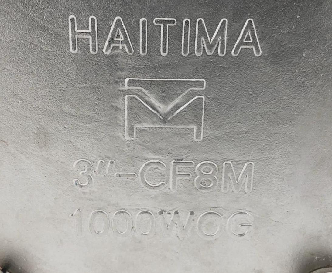 Used Haitima 3" CF8M 1000WOG Ball Valve 3-Way Stainless Steel