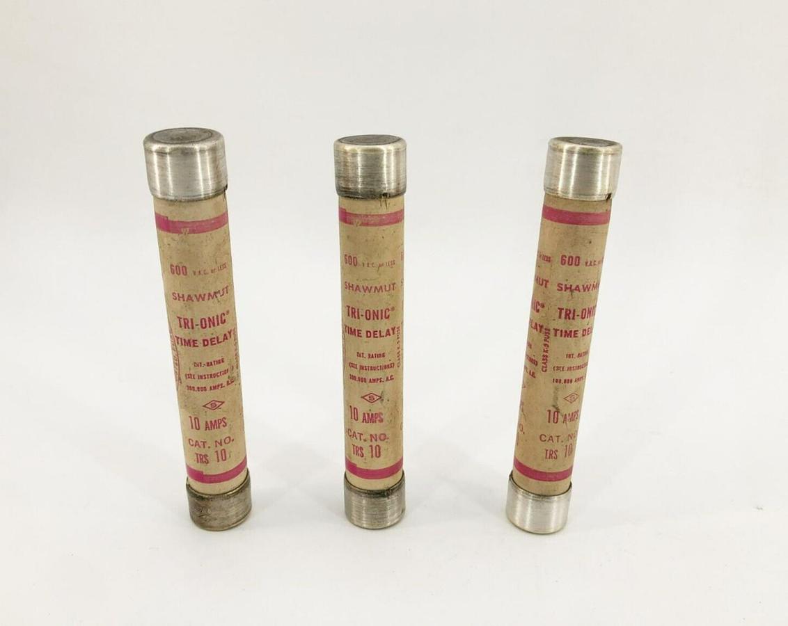 Lot of 3 New Shawmut Trionic TRS10 Time Delay Fuses 10A 600VAC