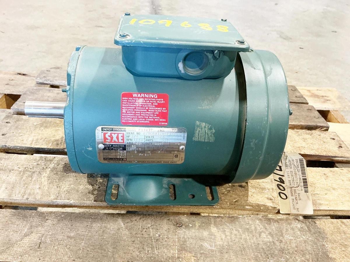 New Reliance B78C6912M-PT Electric Motor 3/4HP 575V 1140RPM FK143T Frame