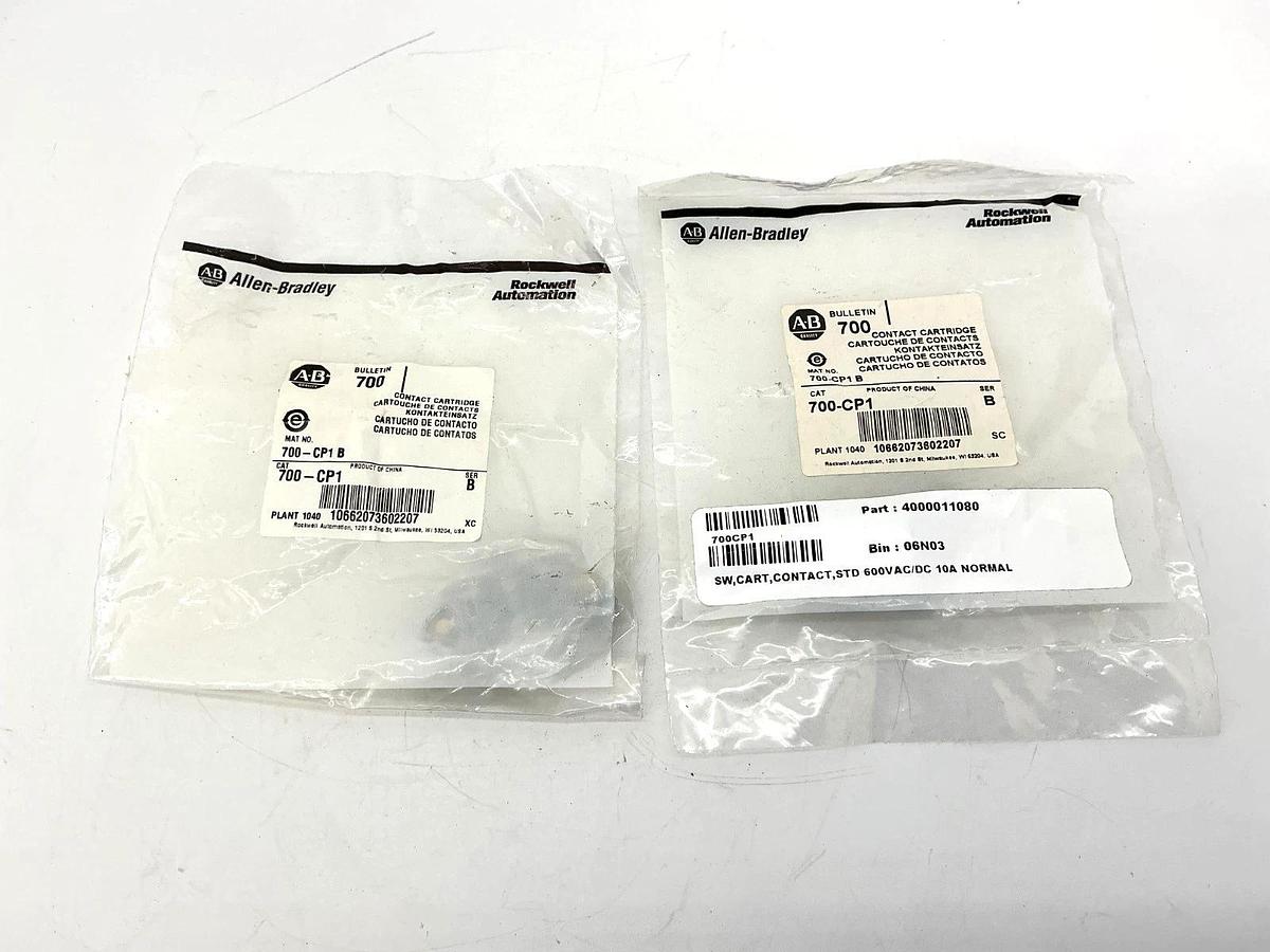 Lot of 2 New Allen Bradley 700-CP1 Ser B Contact Cartridge 10A 600VAC 700CP1