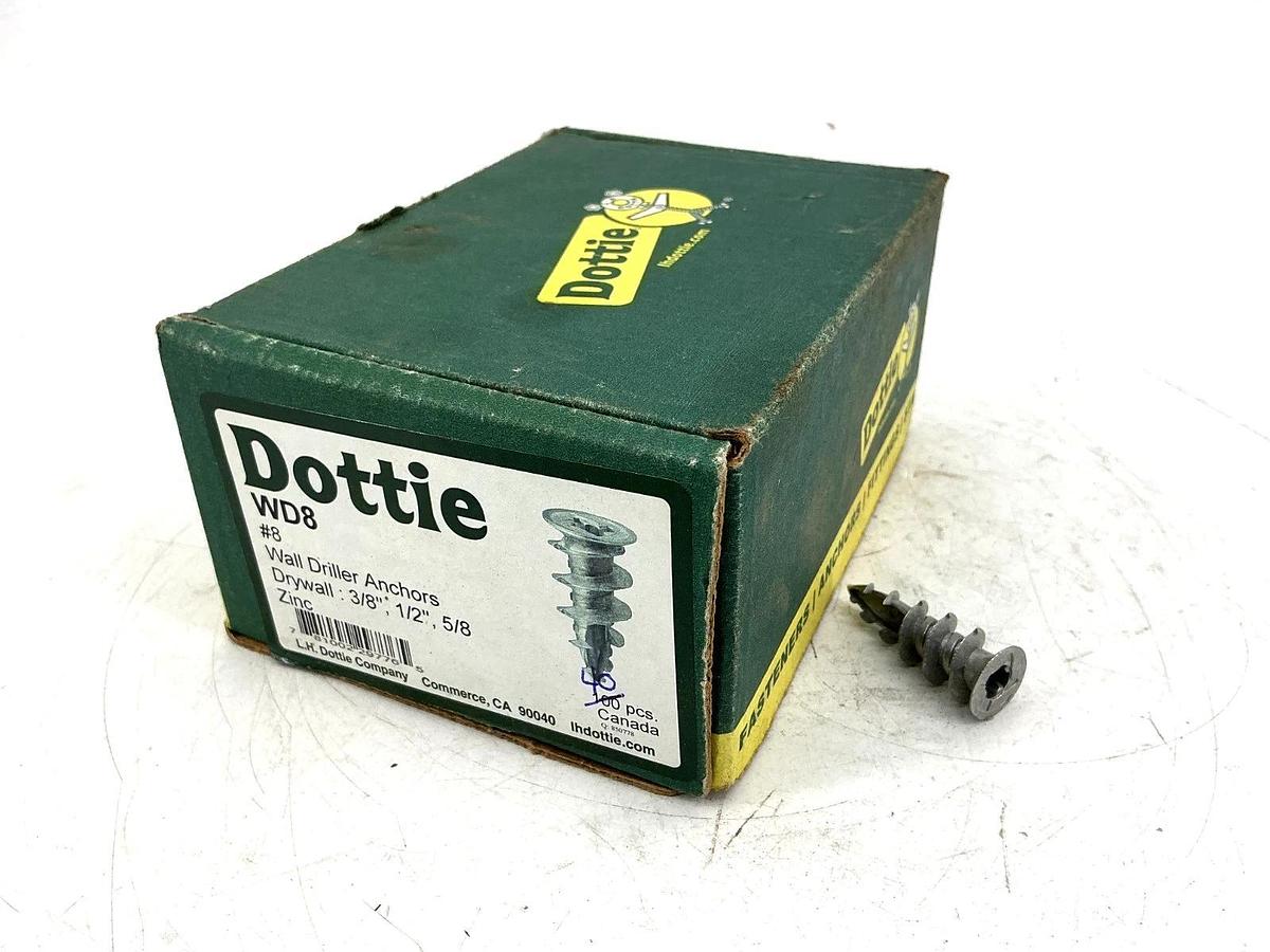 Box of 40 New Dottie WD8 Wall Driller Anchors #8 Zinc Drywall 3/8", 1/2", 5/8"