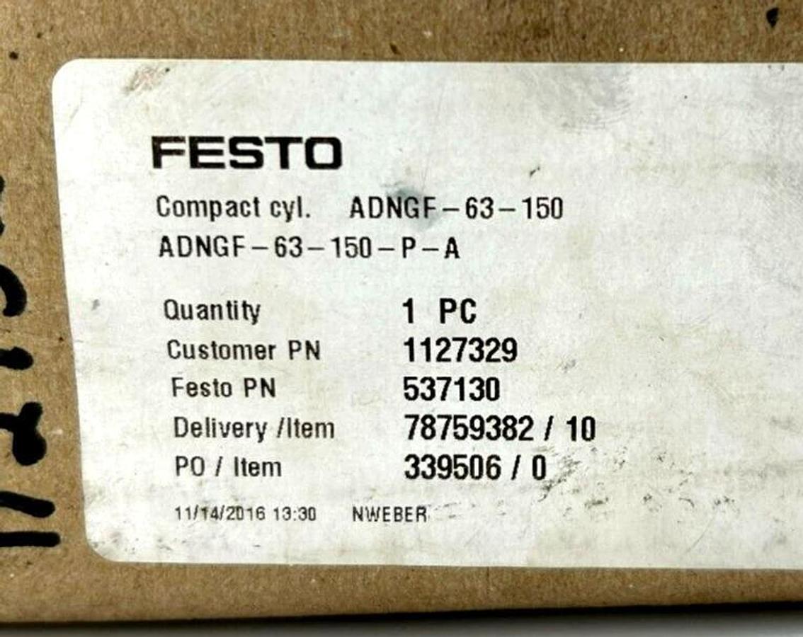 New Festo ADNGF-63-150-P-A Compact Air Cylinder, 537130
