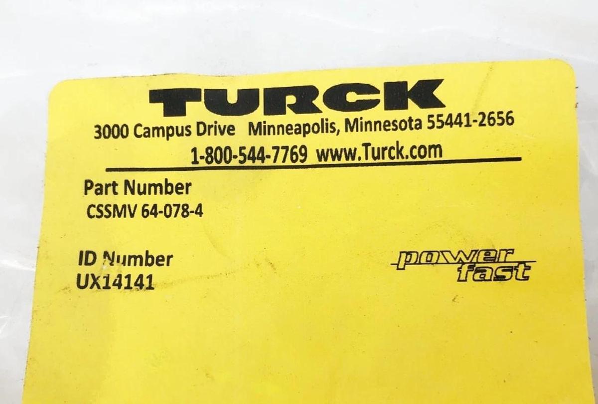 New Turck CSSMV 64-078-4 PowerFast Cordset M23 Straight Male UX14141