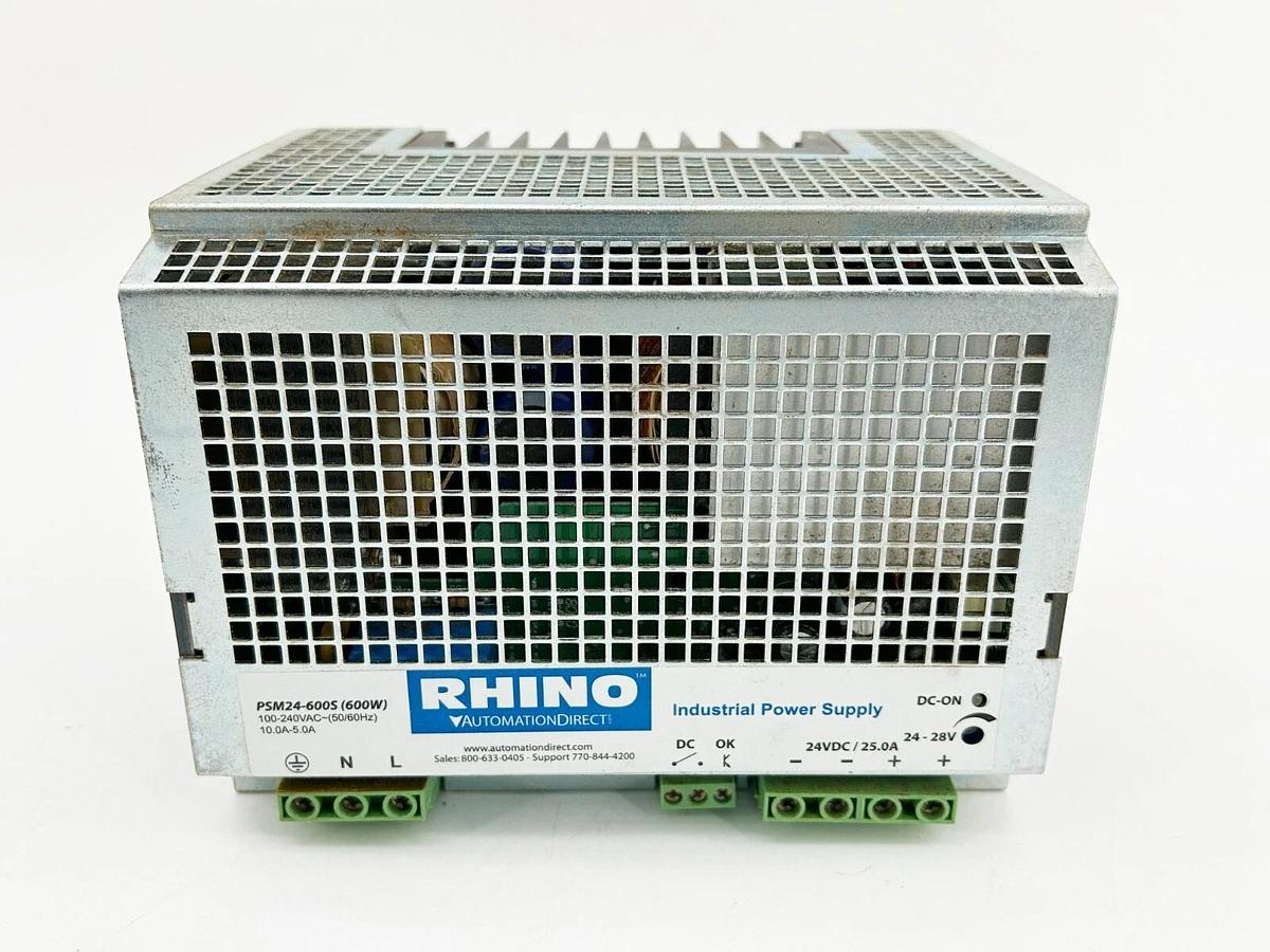 Used Rhino PSM24-600S Switching Power Supply 24VDC 1 Phase 10A 35MM Din Rail