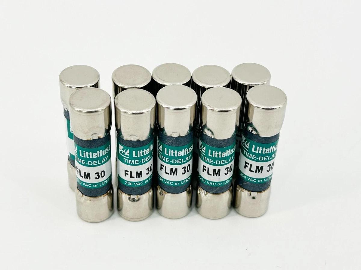 New Box of 10 Littelfuse FLM-30 Time Delay Fuse 30Amp 250V