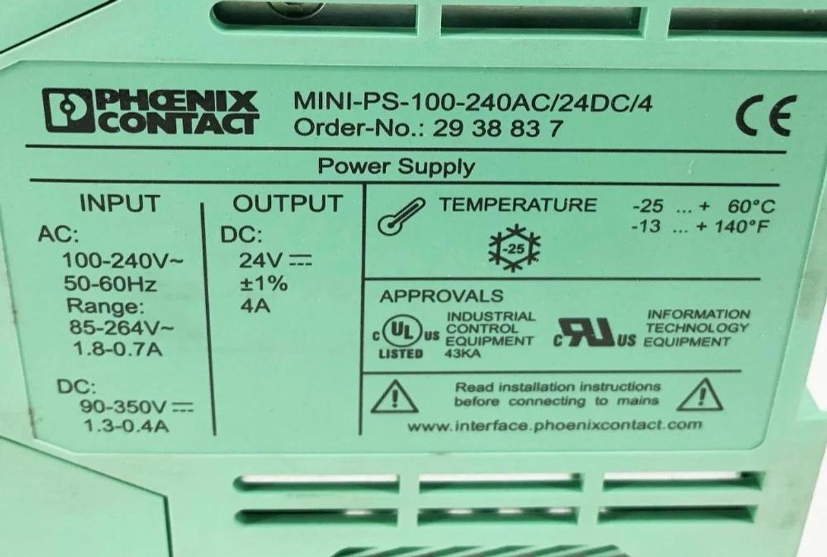 New Phoenix Contact MINI-PS-100-240AC/24DC/4 Power Supply 2938837