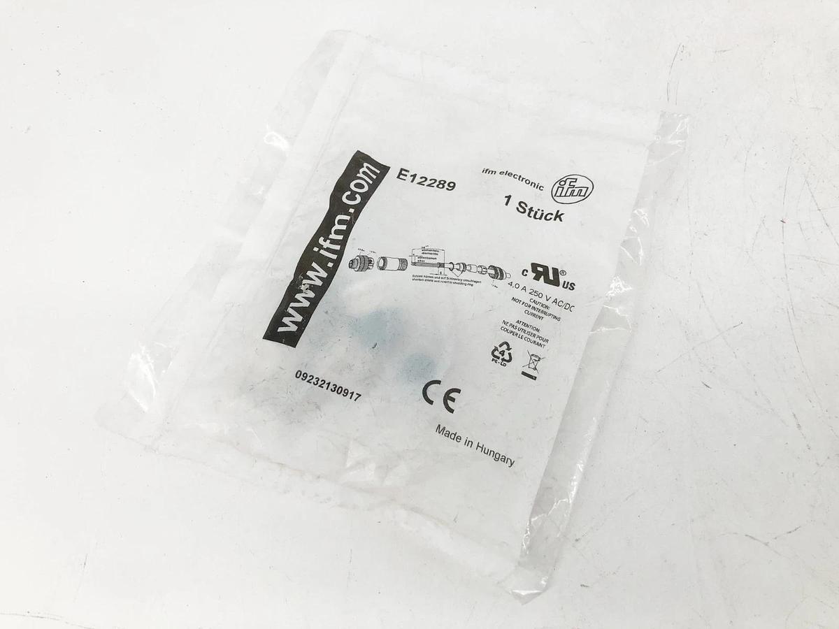New IFM Efector E12289 Wireable Male Connector 4-Pin 4A 250VAC/DC