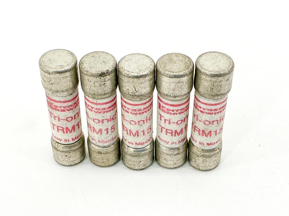 New Lot of 5 Ferraz Shawmut TRM15 Time Delay Fuse 15A 250V - No Box