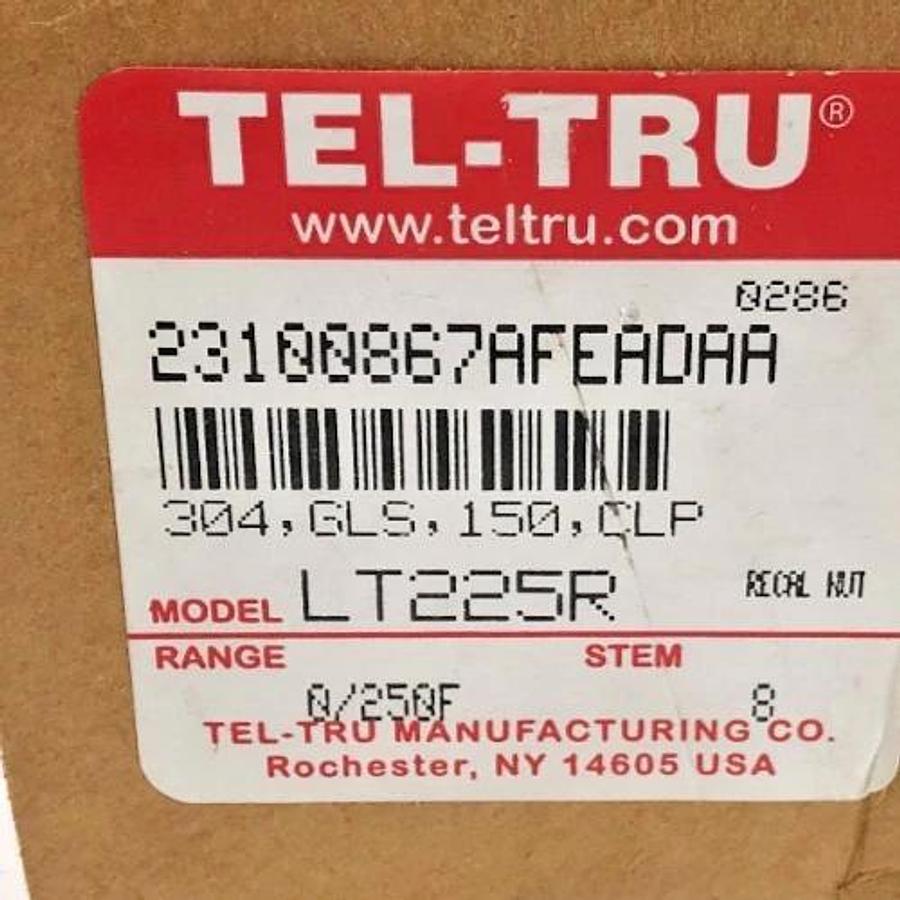 New Tel-Tru LT225R Temp Gauge 0-250 F 8" Stem 304 GLS 150 CLP