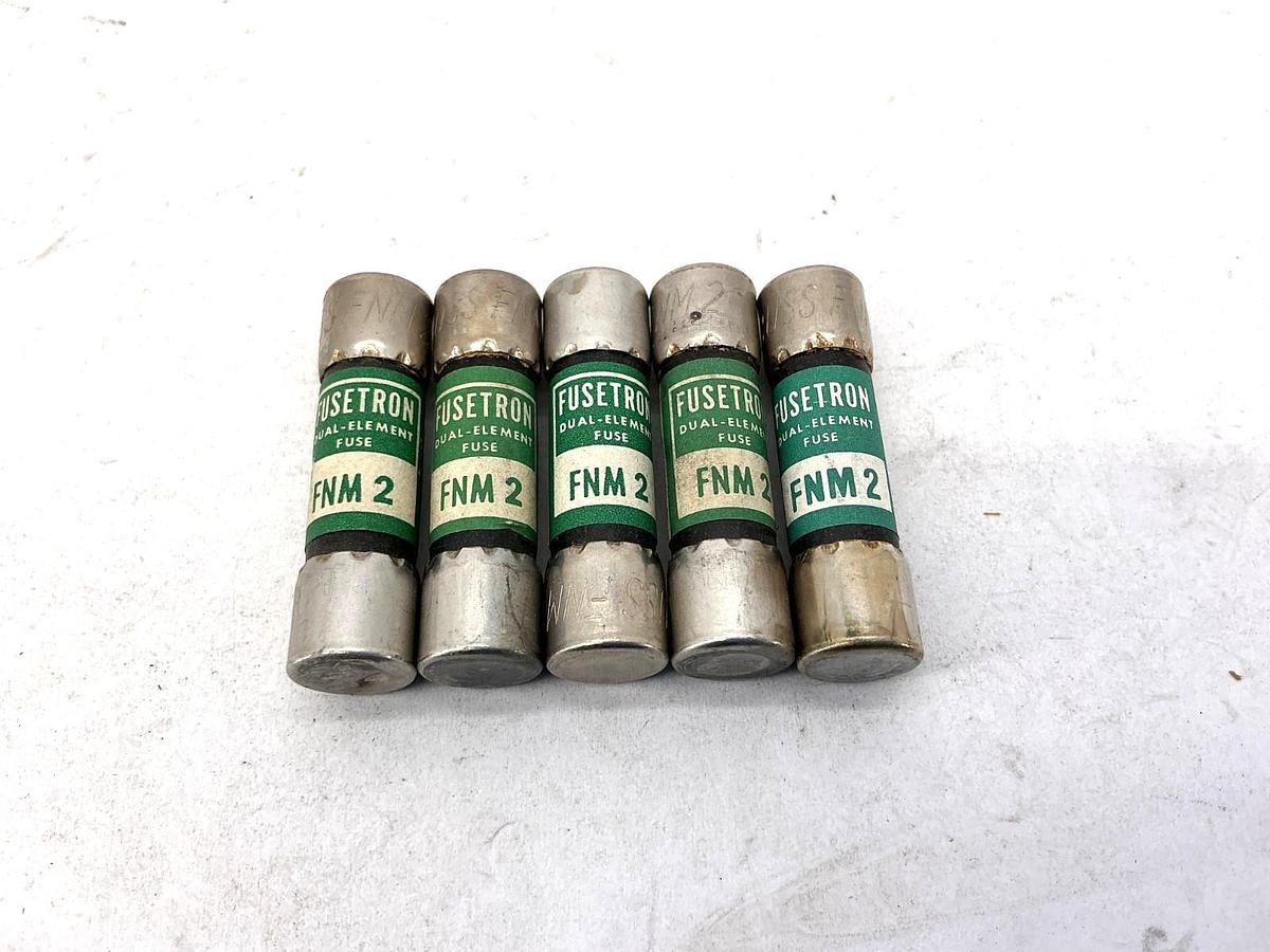 Lot of 5 New Bussmann FNM-2 Fusetron Dual-Element Fuse 2A 250V