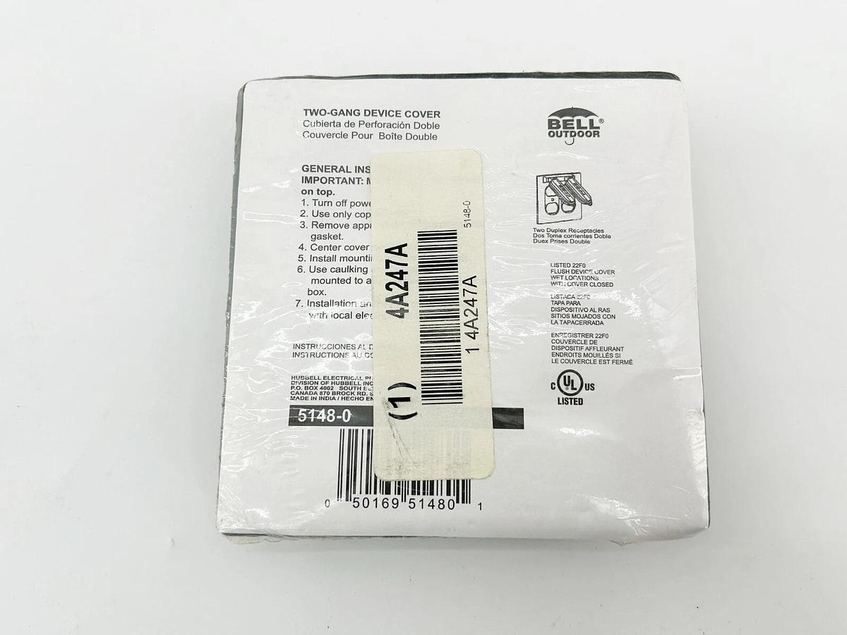 New Lot of 2 Hubbell 5148-0 Two Duplex Rceptacles Weatherproof Self Closing Lid