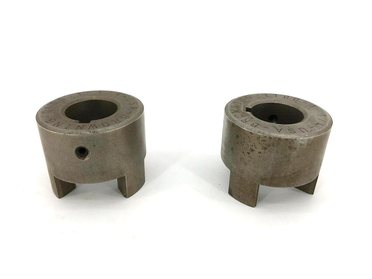 Lot of 2 New Browning L100-1-1/4 Jaw Coupling Hubs 1-1/4" Bore, 0.250" Keyway