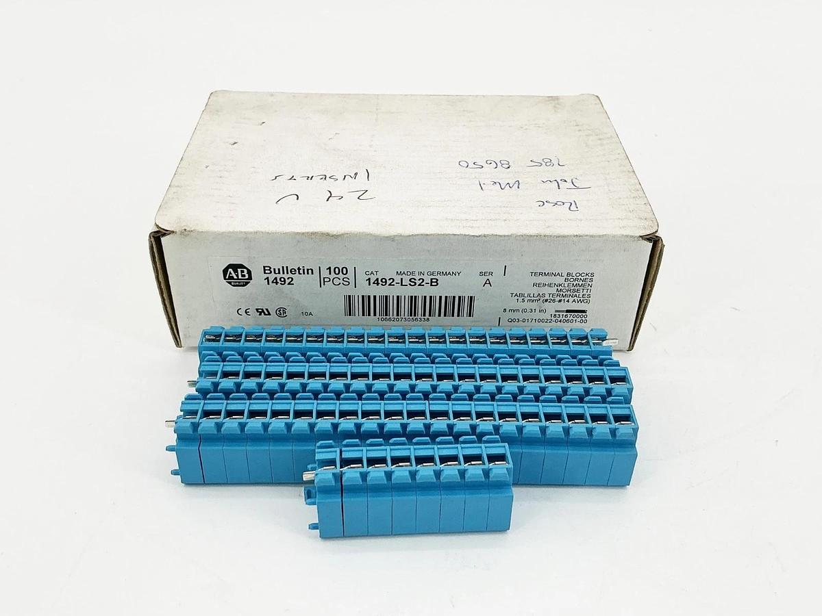 New Box of 68 Allen Bradley 1492-LS2-B Terminal Blocks 250V Blue Ser.A