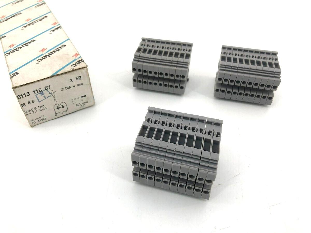 Lot of 30 New Entrelec 0115 116 07 Feed Through Terminal Blocks Type M 4/6