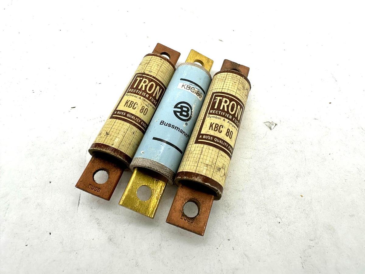 Lot of 3 New Bussmann KBC-80 Tron Rectifier Fuse 80A 600V