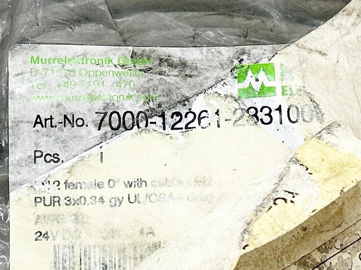 New Murr 7000-12261-283100 Cordset M12 10M 3X0.34 Gray 24VDC