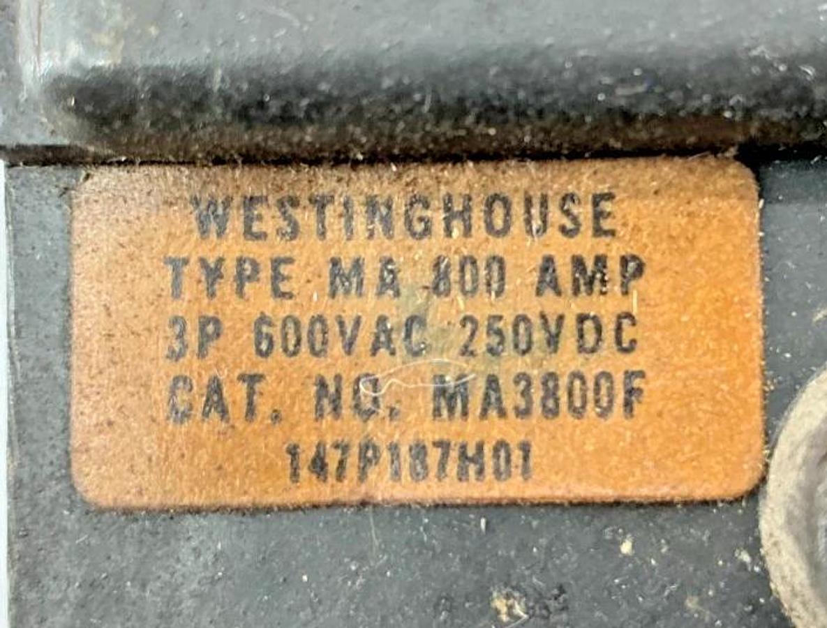 Used Westinghouse MA3800F AB Di-Ion Circuit Breaker 3-Pole 800A 600V