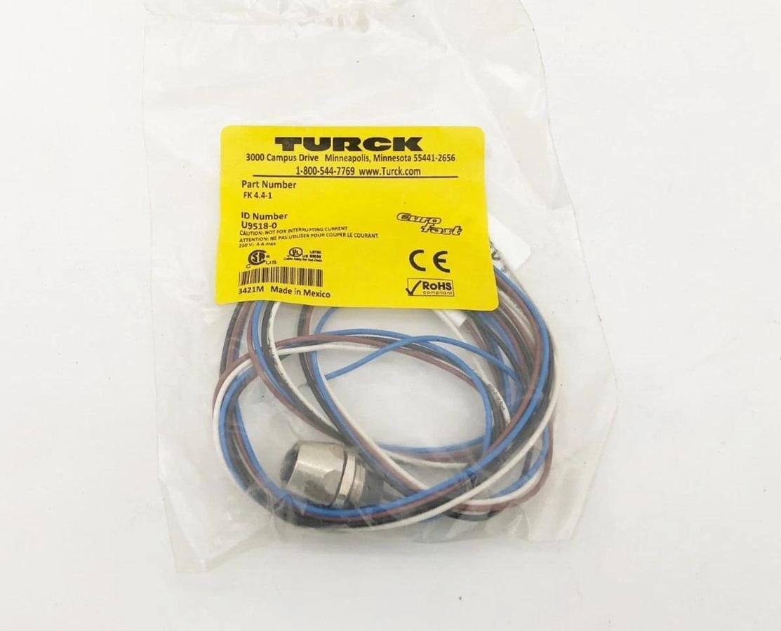 Lot of 2 New Turck FK 4.4-1 Receptacles U9518-0
