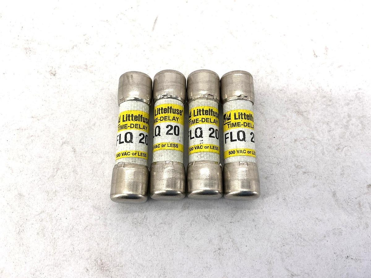 Lot of 4 New Littelfuse FLQ-20 Time-Delay Fuse 20A 500V
