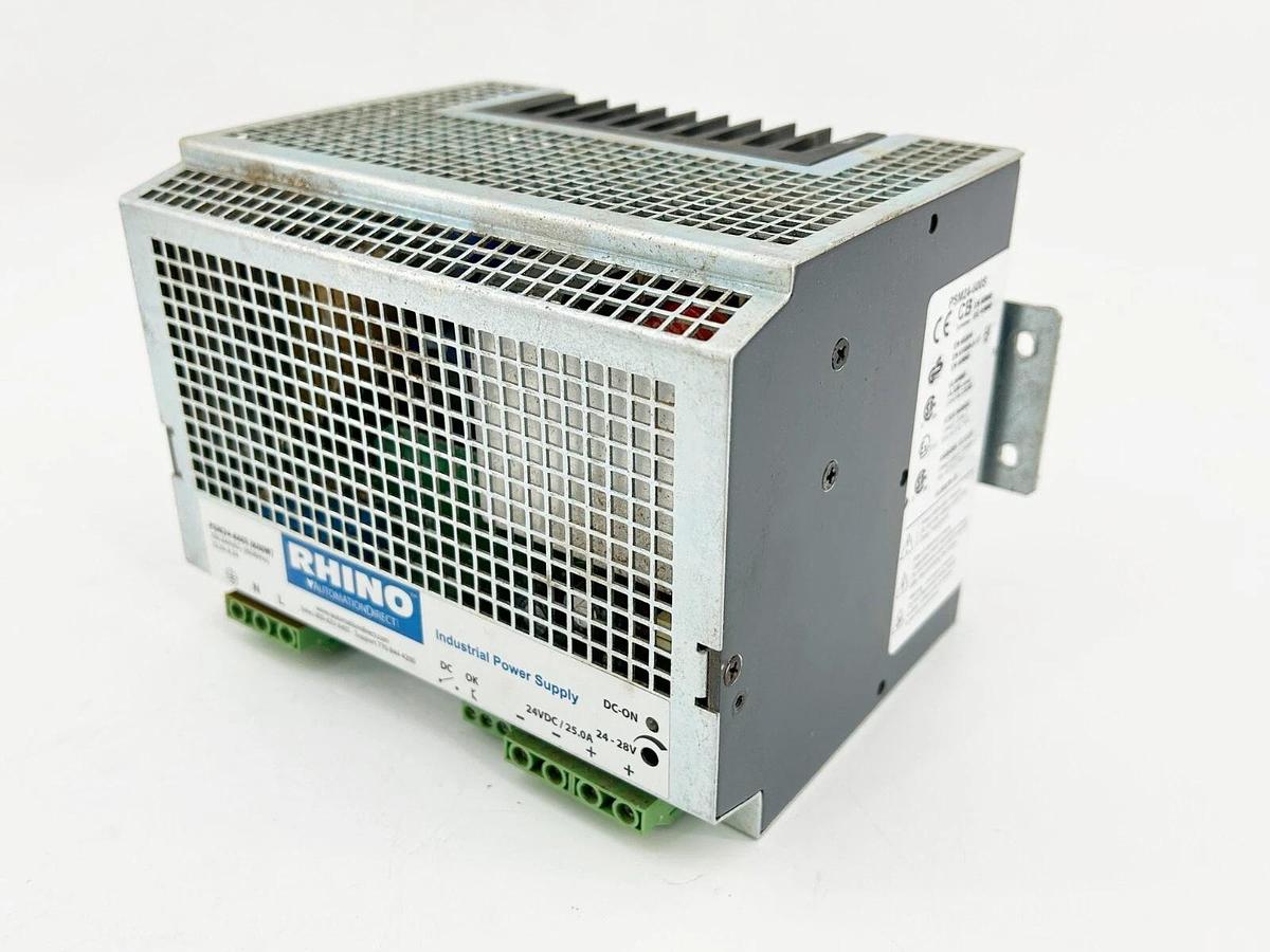 Used Rhino PSM24-600S Switching Power Supply 24VDC 1 Phase 10A 35MM Din Rail