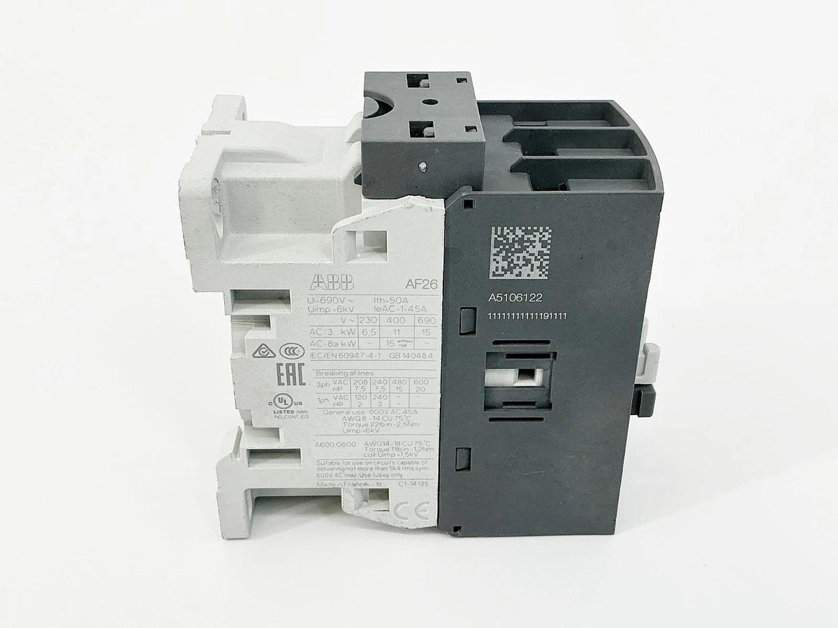 Used ABB AF26-30-00-13 Contactor 50A 3P 690V 50/60Hz Din Rail Mount