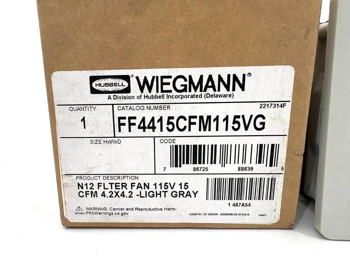 New Hubbell Wiegmann FF4415CFM115VG Filter NEMA 12 Filter Fan 115V 15CFM
