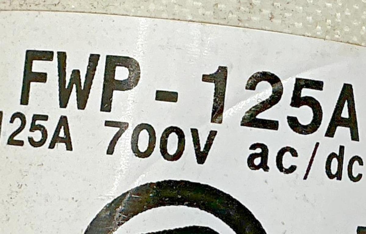 Used Lot of 2 Bussmann FWP-125A Fuse 125A 700VAC/DC