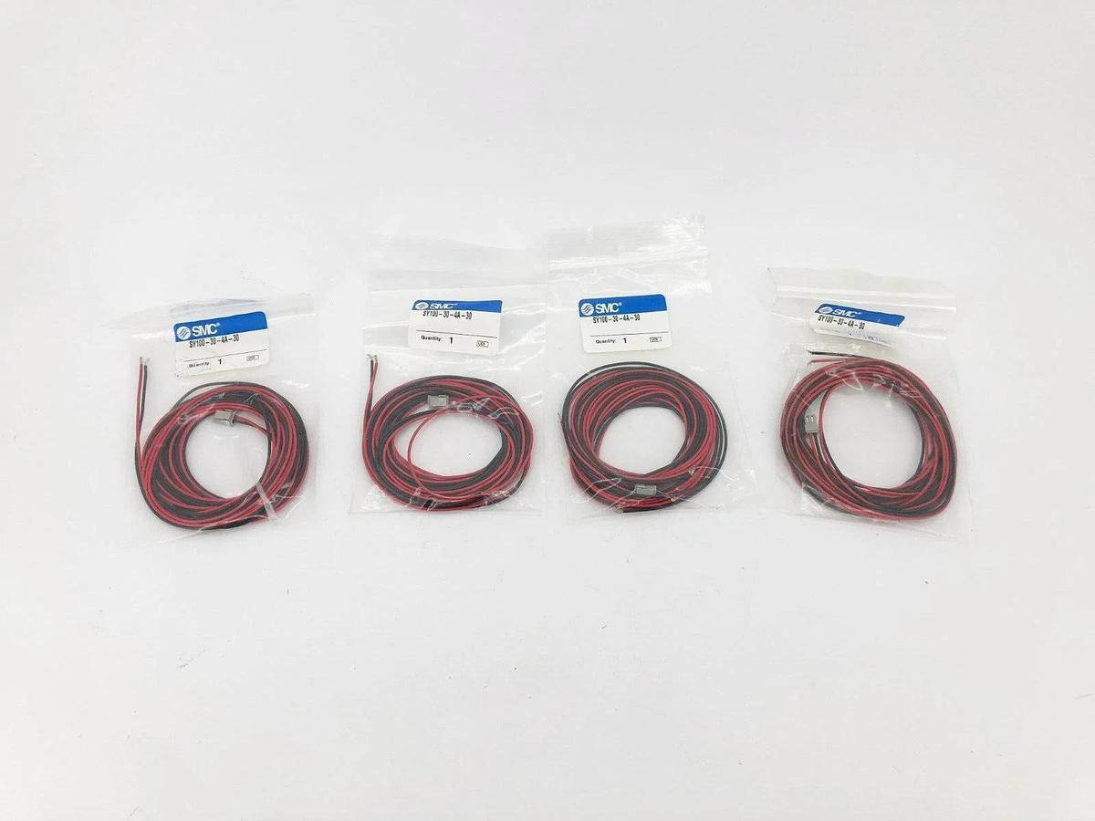 Lot of 4 New SMC SY100-30-4A-30 Connector Assembly 3000mm Length