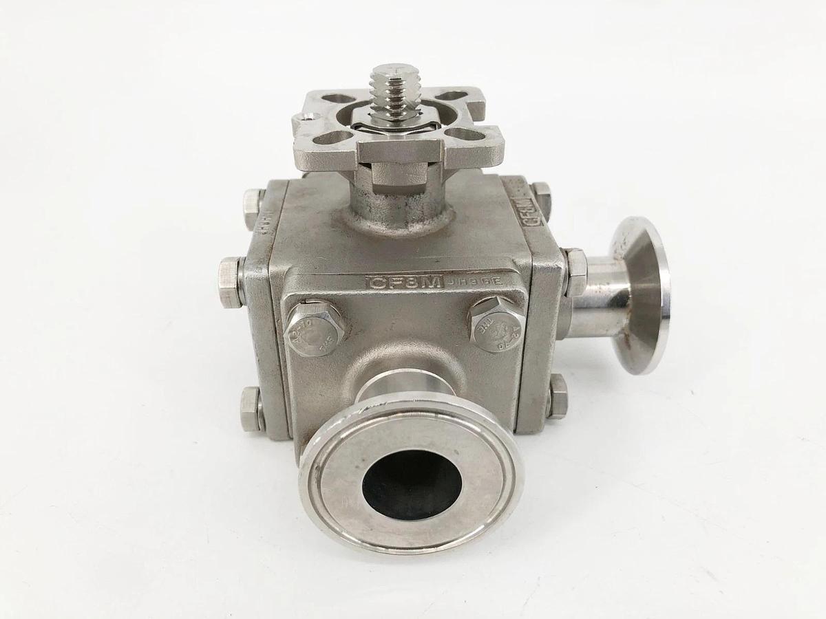 New 1" CF8M 200WOG Stainless Steel Sanitary Valve 3-Way - No Box