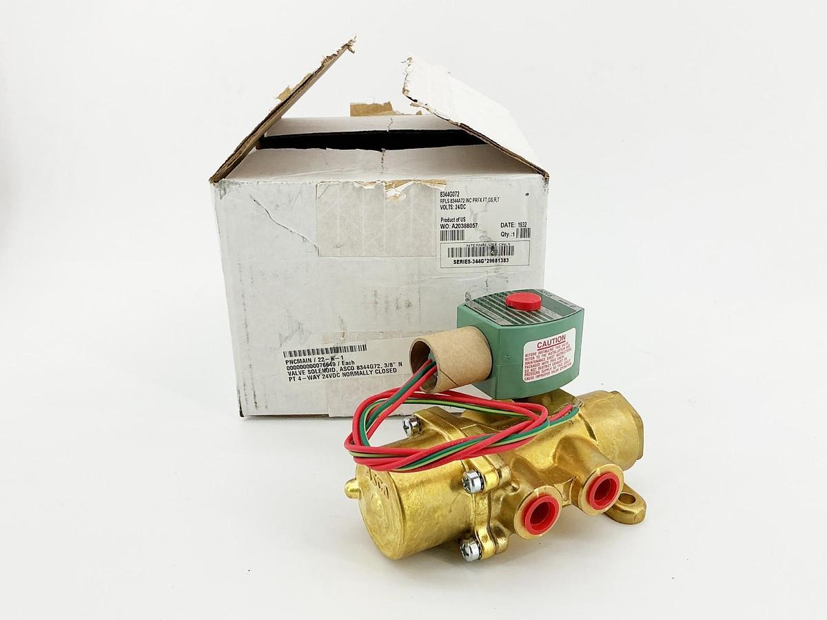 New Asco 8344G072 24VDC Solenoid Valve 10-125PSI 3/8" Pipe 11.6W