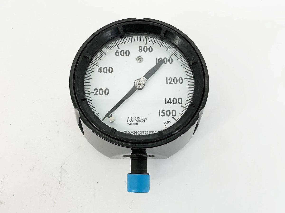 New Ashcroft 45-1279-RS-04L-1500# Pressure Gauge 4.5" 1500PSI 1/2" NPT 316 Tube